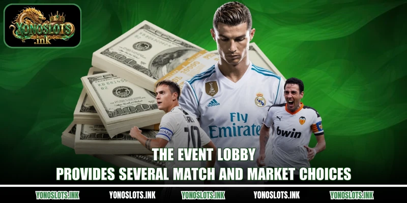 The event lobby provides several match and market choices